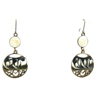 STORM IN CUP Black White Gold Oxidized Earring-Drop Long Dangling Hook Classy P4